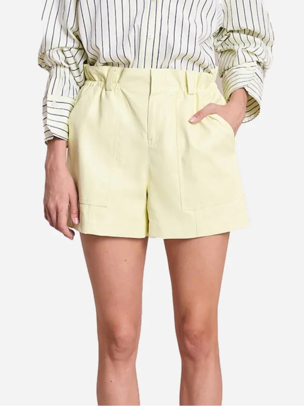 A.L.C. Owen Yellow Leather High-Waist Shorts